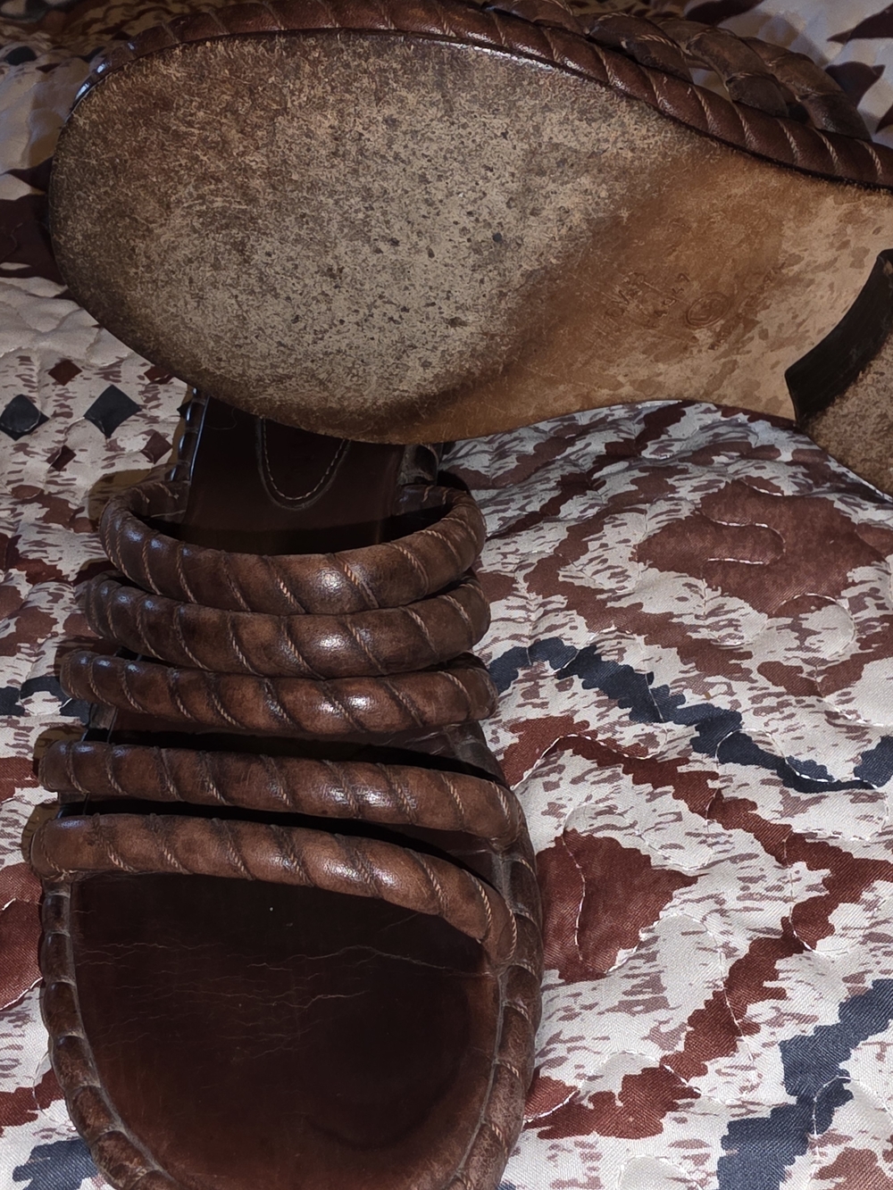 Cole Haan Braided Leather Slide Sandals - Dark Brown - Picture 3 of 6